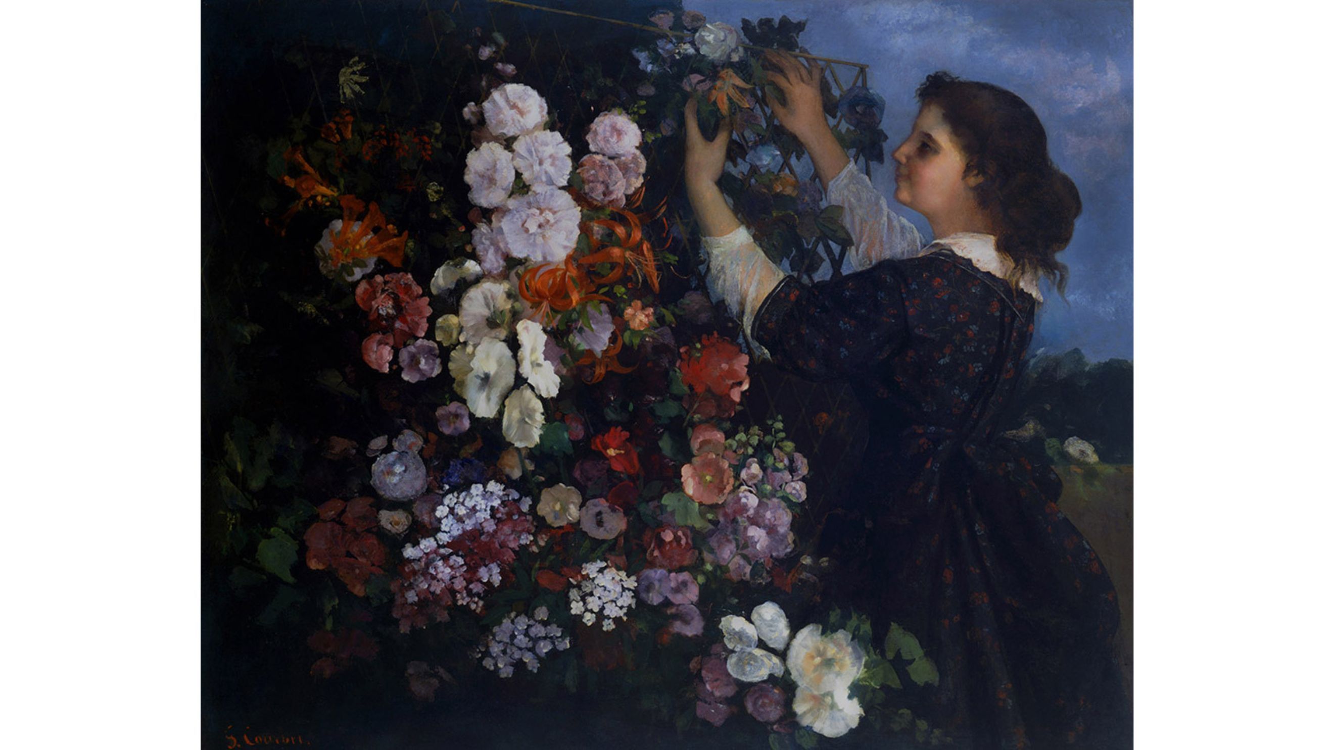 Gustave Courbet, Ragazza con i fiori, 1863, olio su tela, cm 109.9 x 135.3, Toledo Museum of Art, acquistato con fondi del Libbey Endowment, dono di Edward Drummond Libbey, inv. 1950.309 - Courtesy Press Office
