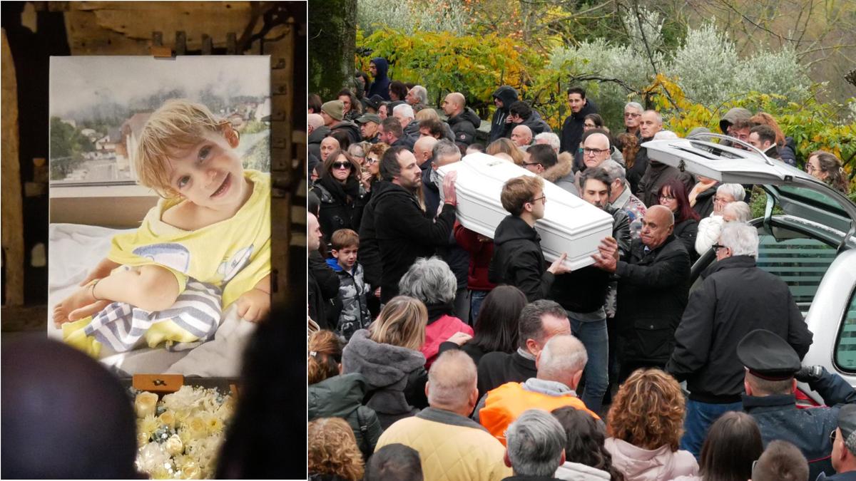 dolore al funerale di Leonardo, il bambino di 2 anni morto all’asilo di Soci