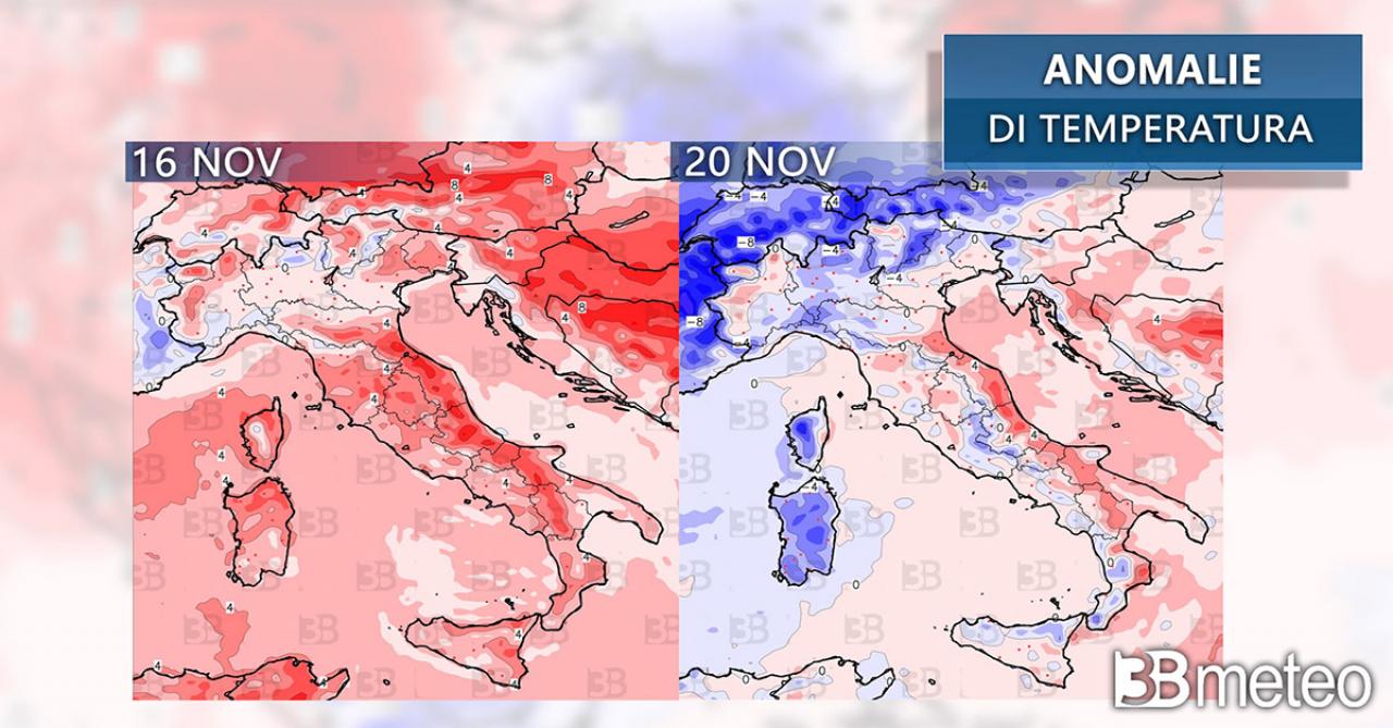 Anomalie termiche al suolo previste per domenica 16 e per giovedì 20