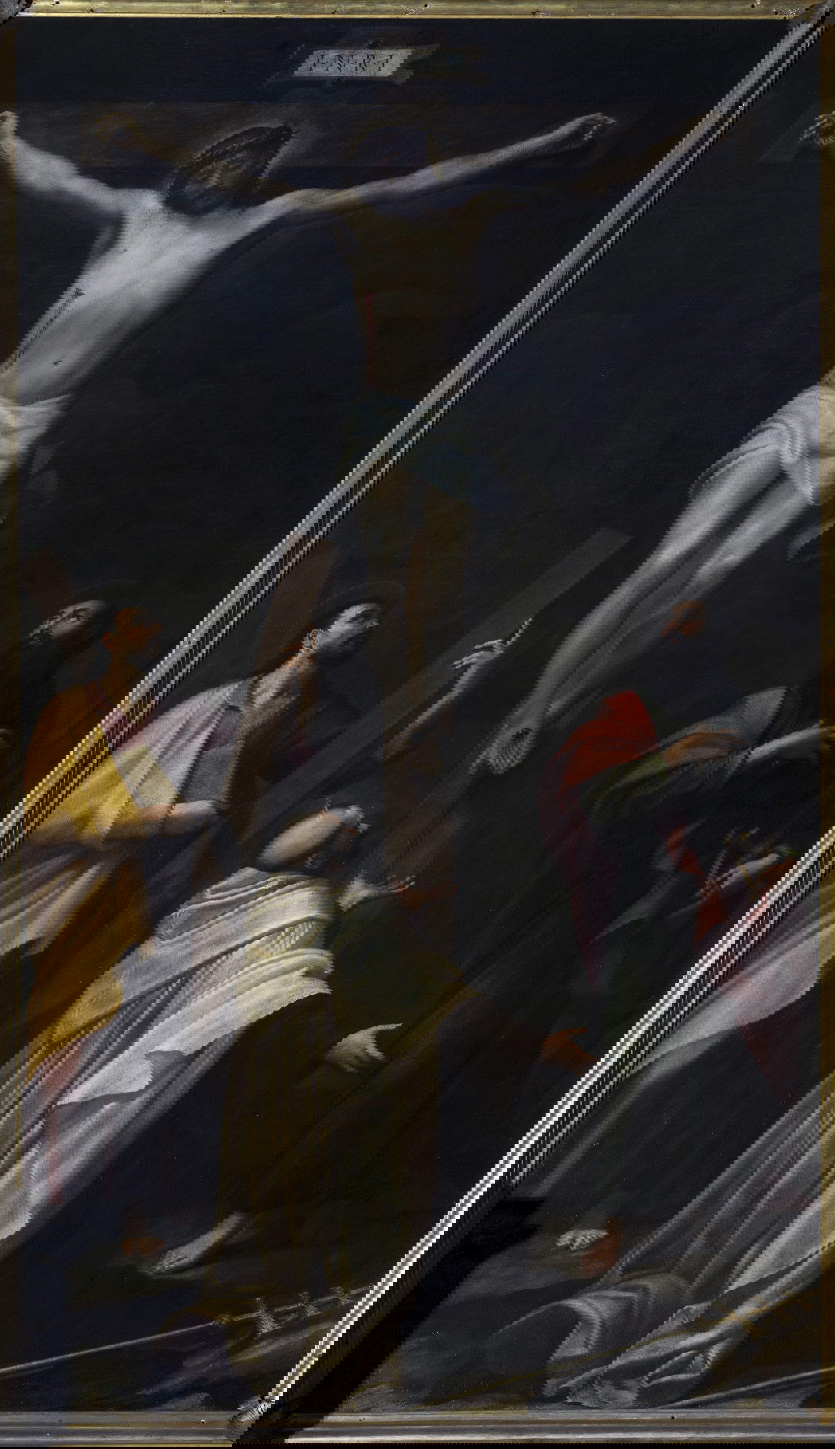 Bartolomeo Cesi, Crocifisso e i Santi Andrea, Pietro Toma e Paolo (1584-1585; olio su tela, 375 x 217 cm; Bologna, basilica di San Martino Maggiore, inv. 10051)