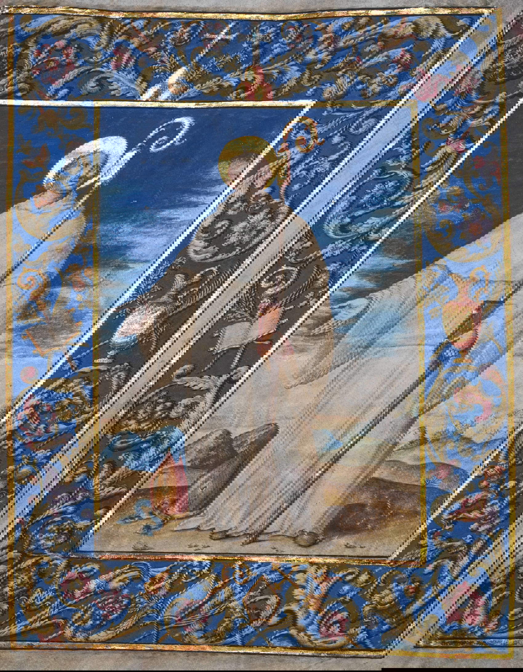 Miniatore bolognese, Antifonario con le parti del Proprio della messa di San Benedetto (Membranaceo, corale 1572; Bologna, Museo Civico Medievale, ms. c. 19v)