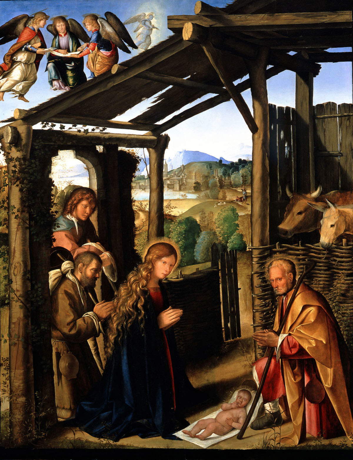 Boccaccio Boccaccino, Adorazione dei pastori (1499-1500 circa; tempera e olio su tavola, 127 x 100 cm; Napoli, Museo di Capodimonte, inv. Q98)