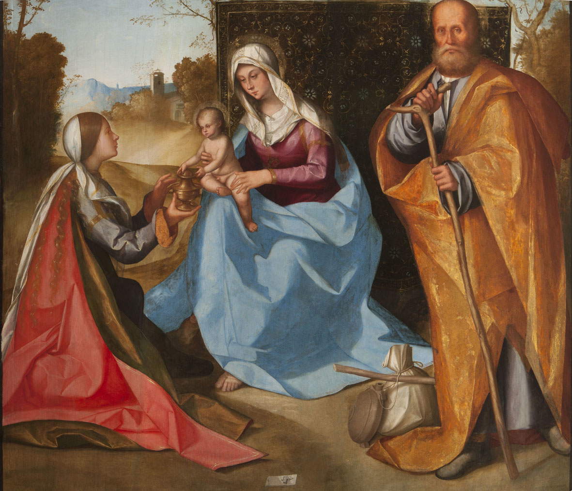 Boccaccio Boccaccino, Sacra Famiglia con santa Maria Maddalena (1507-1508 circa; tempera e olio su tavola, 137 x 161 cm; Cremona, Museo Diocesano, inv. v.016)