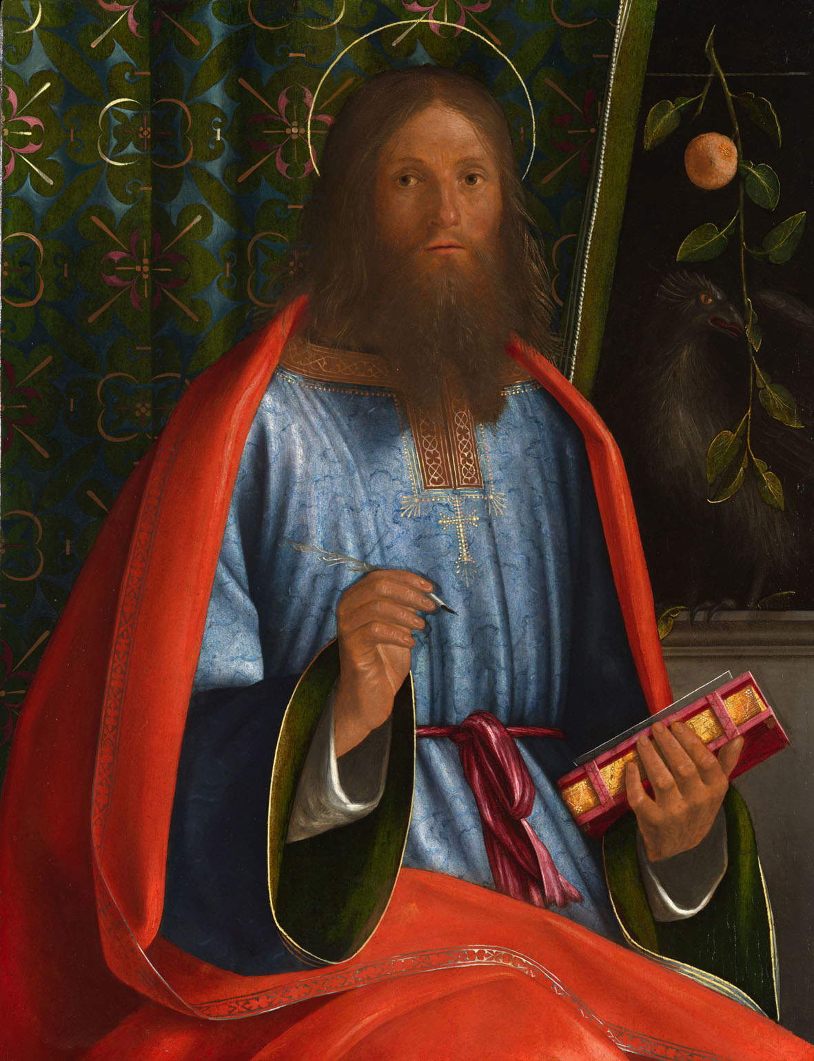 Boccaccio Boccaccino, San Giovanni Evangelista (1503 circa; tempera e olio su tavola, 59,7 x 77 cm; Firenze, Gallerie degli Uffizi, inv. Contini Bonacossi n. 13)