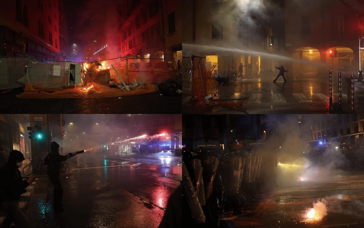 Bologna, disordini alla protesta contro la partita Maccabi-Virtus: bombe carta e idranti