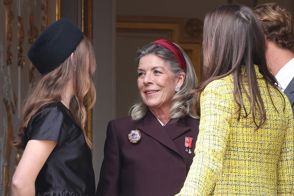 Monaco National Day 2025 monaco, monaco november 19: (editor's note : no tabloids web print, no daily mail, no daily mail group, no bild, no chi, no voici, no closer) princess alexandra of hanover, princess caroline of hanover and charlotte casiraghi attends the monaco national day 2025 on november 19, 2025 in monaco, monaco. (photo by stephane cardinale corbis/corbis via getty images)