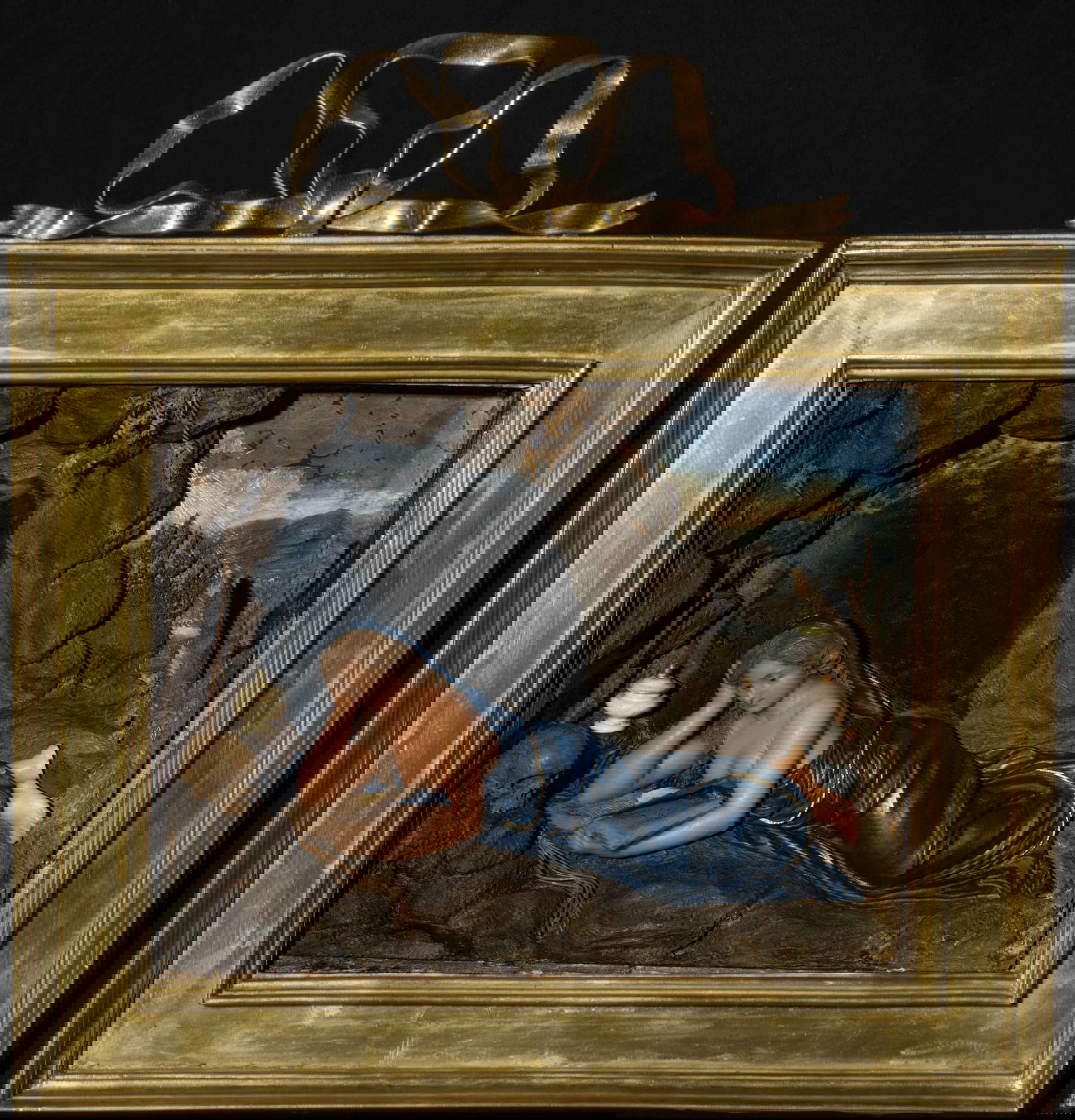 Ceroplasta attivo in Toscana nella prima metà del XVII secolo, Santa Maria Maddalena che legge (1610-1620 circa; cera policroma su vetro dipinto, legno, fibre vegetali, carta, avorio, 16, 2 x 20 cm; Firenze, Gallerie degli Uffizi, Palazzo Pitti, Tesoro dei Granduchi)