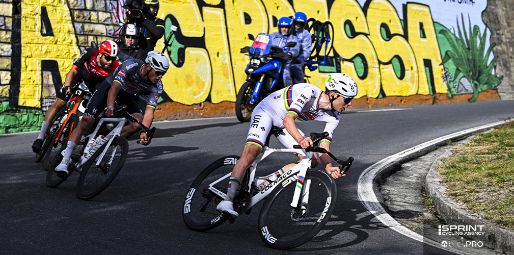 Lo scatto di Pogacar sulla Cipressa è stato il più duro da contrastare, ma in cima Ganna era in scia