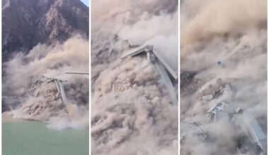 Il nuovo ponte si sbriciola, il video del crollo