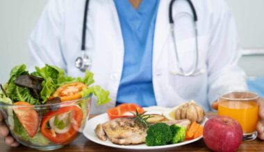 medico con alimenti davanti