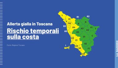 Allerta meteo gialla sulla Toscana, rischio temporali forti. Le zone interessate