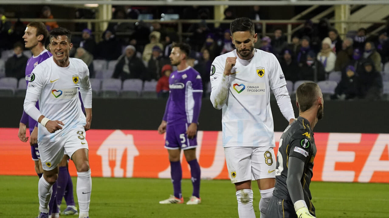 l'Aek passa 1-0 al Franchi, viola in zona playoff di Conference League