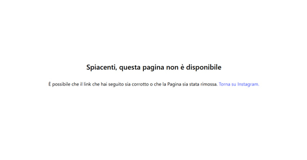 La pagina inesistente dopo soli pochi minuti La pagina inesistente dopo soli pochi minuti