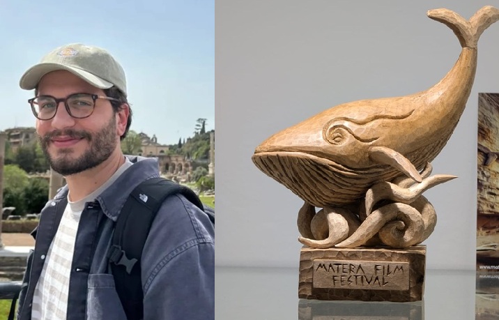 Scultura in legno della balena Giuliana, icona del Matera Film Festival, realizzata dall'artista e artigiano del legno materano Francesco Tataranni