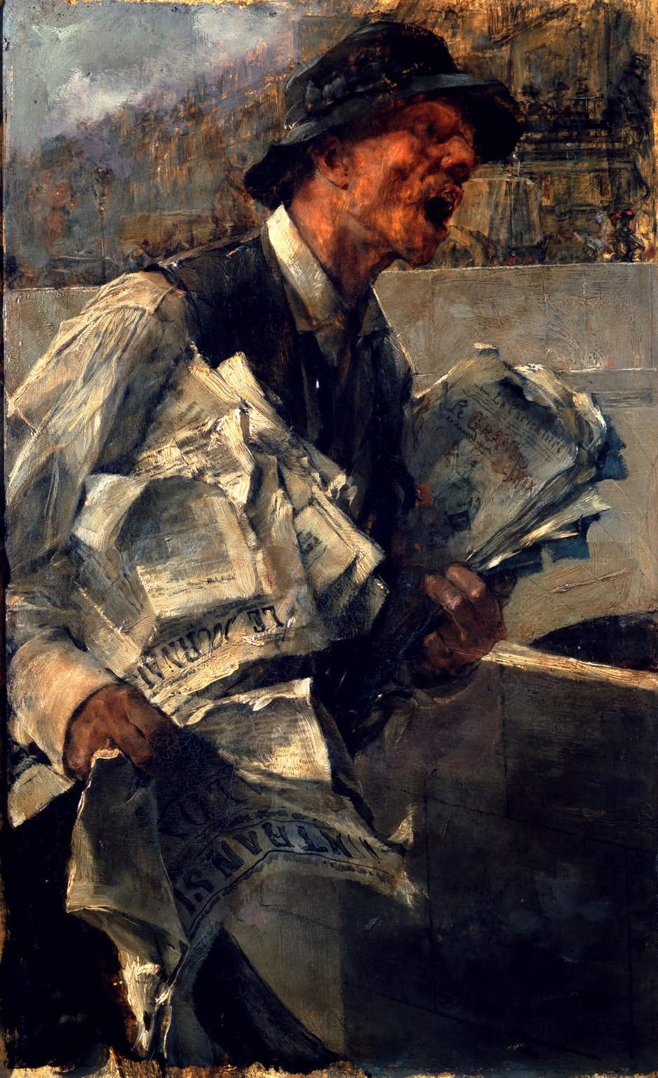 Giovanni Boldini, Lo strillone (1880 circa; olio su tavola, 47 x 29 cm; Napoli, Museo e Real Bosco di Capodimonte, dono A. Marino, inv. OA 7681)