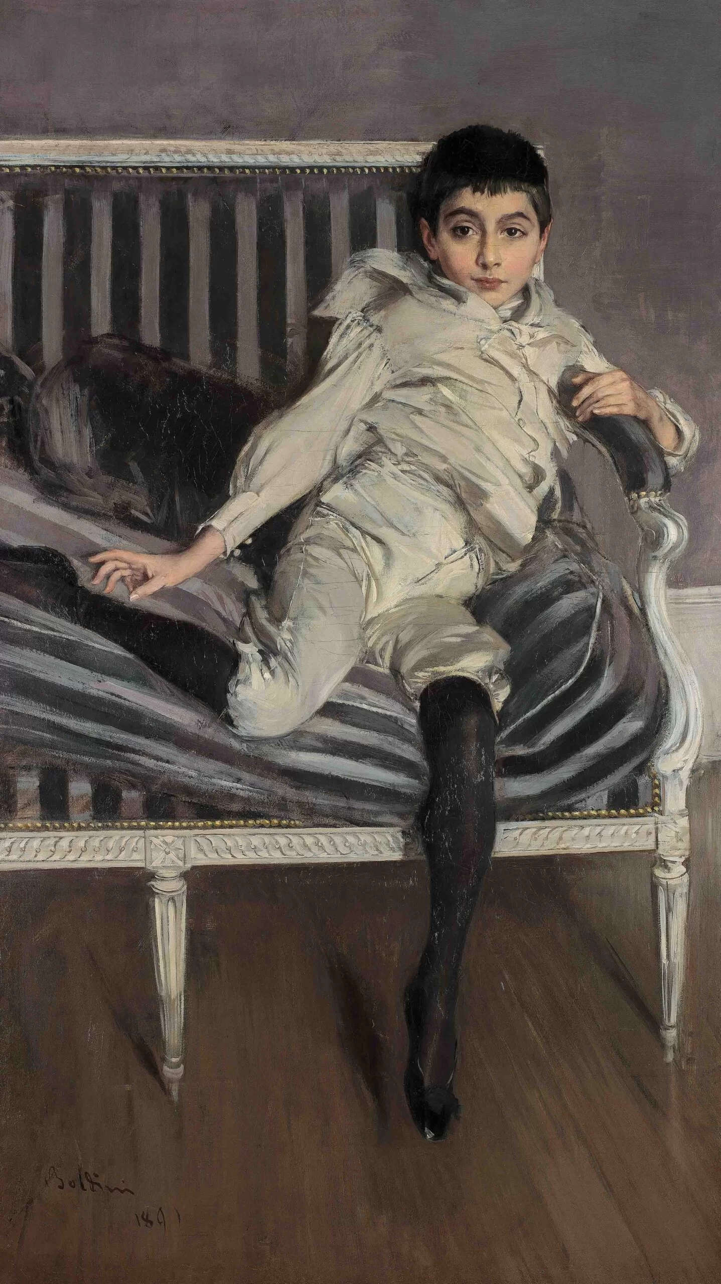 Giovanni Boldini, Ritratto del piccolo Subercaseaux (1891; olio su tela, 170 x 98,5 cm; Ferarra, Gallerie d’Arte Moderna e Contemporanea del Comune di Ferrara – Museo Giovanni Boldini, inv. 1364)