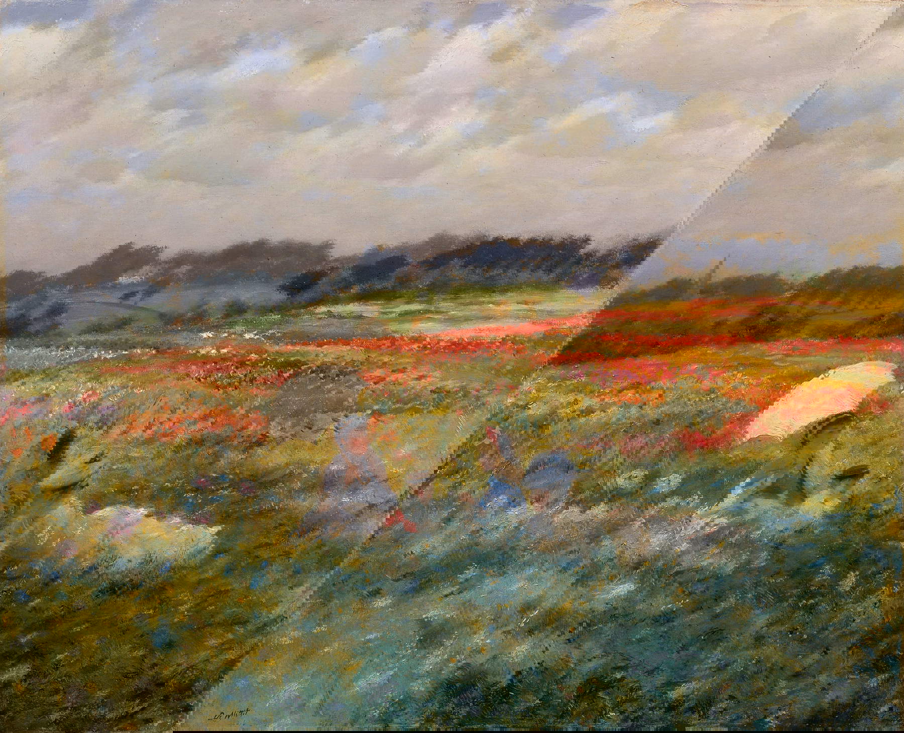 Giuseppe De Nittis, Nei campi intorno a Londra (1875 circa; olio su tela, 41 x 50 cm; Collezione privata, su concessione di Fondazione Enrico Piceni, Milano)