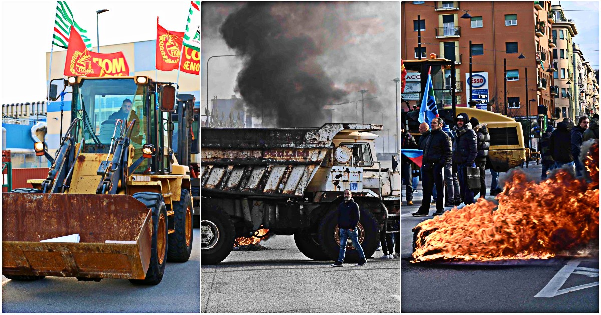partita la protesta dei lavoratori in corteo
