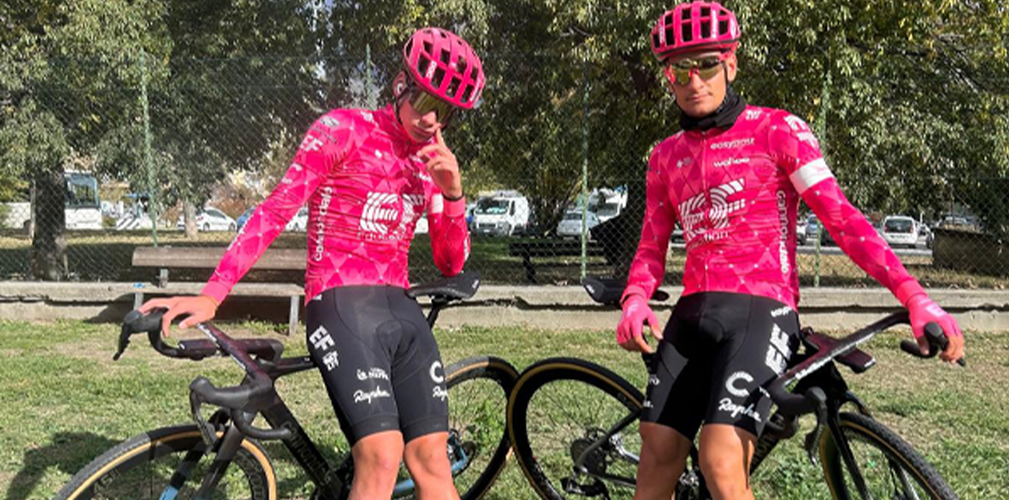 Da sinistra: Mattia Agostinacchio, Filippo Agostinacchio, EF Education-EasyPost-Oalty, ciclocross, novembre 2025