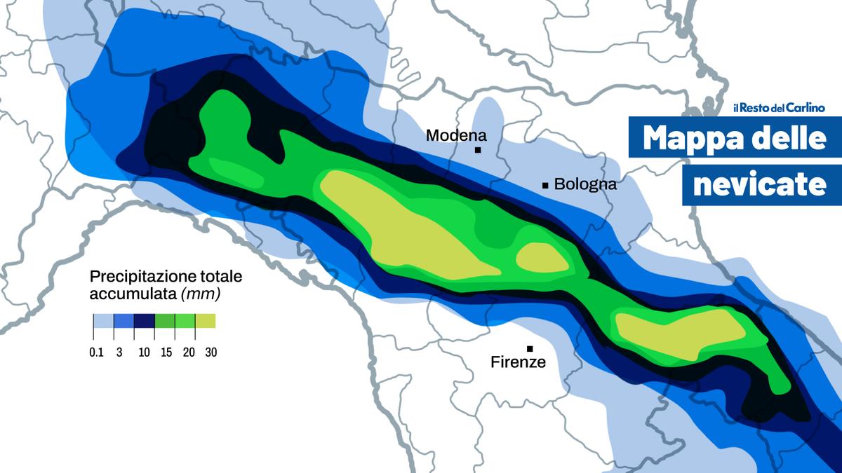Dove nevica in Emilia Romagna, anche in pianura. “Il gelo artico è in arrivo”