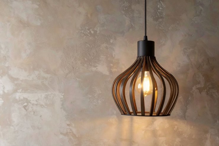 Una lampada appesa accesa