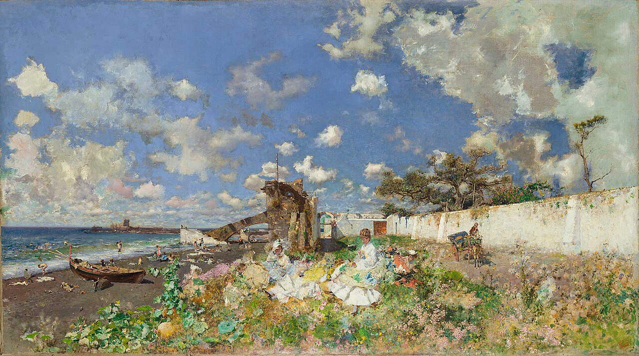 Mariano Fortuny y Marsal, Spiaggia a Portici (1874; olio su tela, 68,6 x 130,2 cm; Dallas, Meadows Museum)