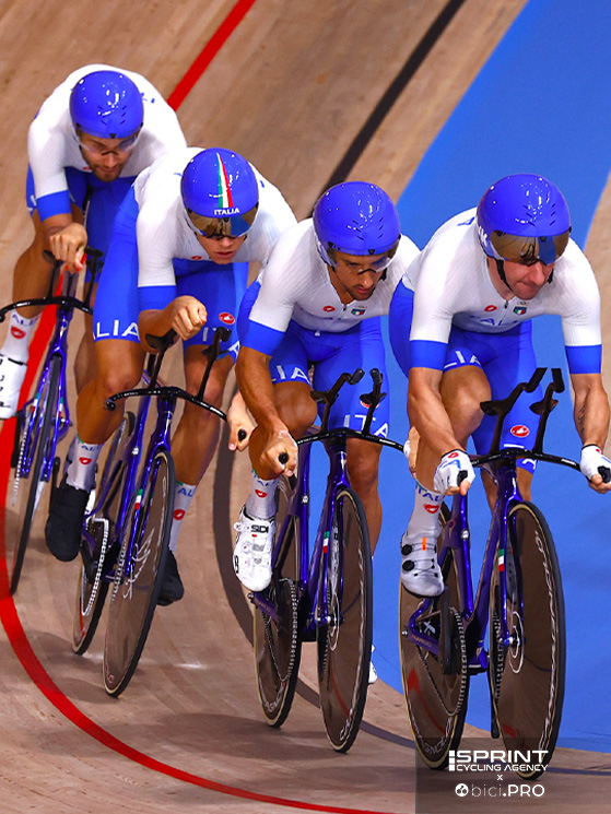 Olimpiadi di Rio 2016, quartetto azzurro in allenamento: Elia Viviani, Omar Bertazzo, Jonathan Milan, Filippo Ganna