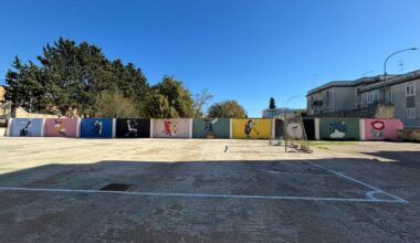 Nuovi disegni colori periferia murale parete campetto zona Penta