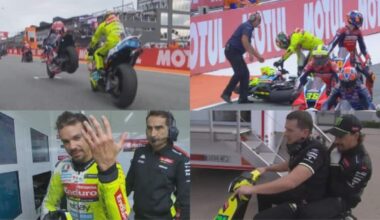 Morbidelli tampona Espargaro: la caduta prima della partenza del GP Valencia. VIDEO