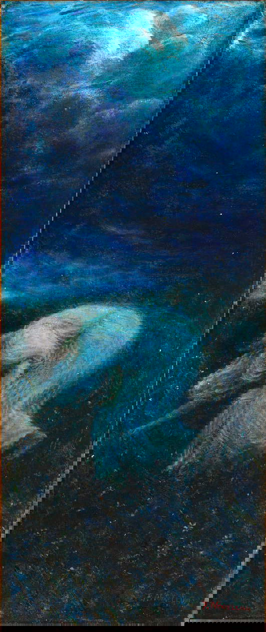 Plinio Nomellini, Le lucciole (1899; olio su tela, 85 x 35 cm; Collezione privata). Su concessione di Galleria Arte Casa, Genova