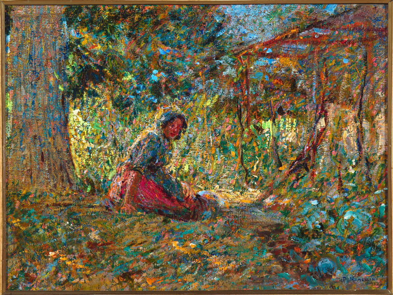 Plinio Nomellini, Nell'orto (1891 circa; olio su tela, 29 x 39 cm; Collezione privata). Su concessione di Galleria Arte Casa, Genova