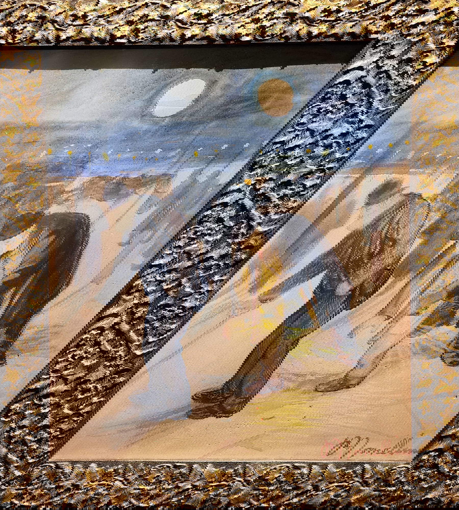 Plinio Nomellini, I trovatori (I ciccaioli) (1895 circa; acquerello su carta, 34 x 29 cm; Collezione privata)