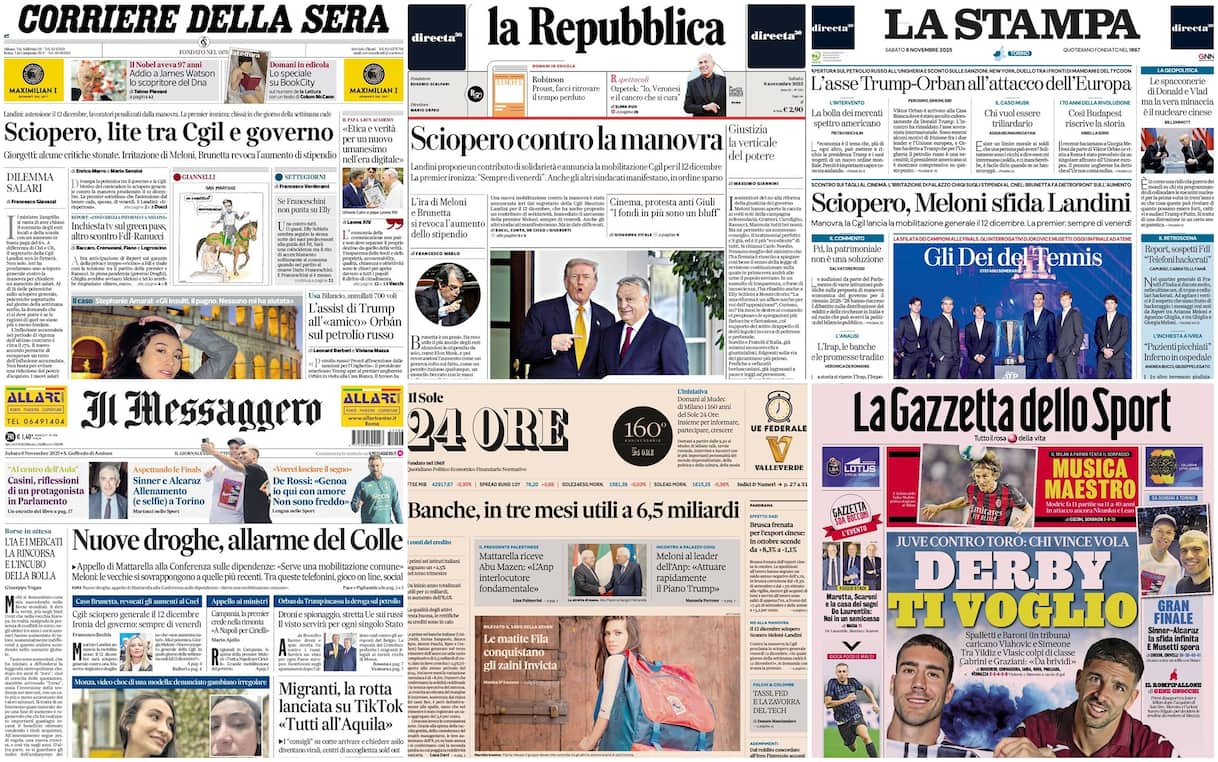 Le prime pagine dei quotidiani di oggi 8 novembre: la rassegna stampa - Sky TG24