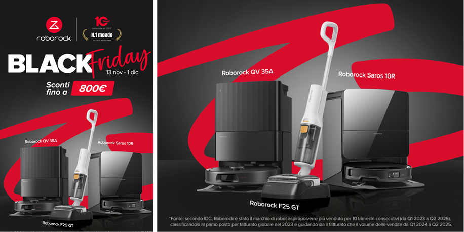 Il Black Friday di Roborock offre sconti irripetibili