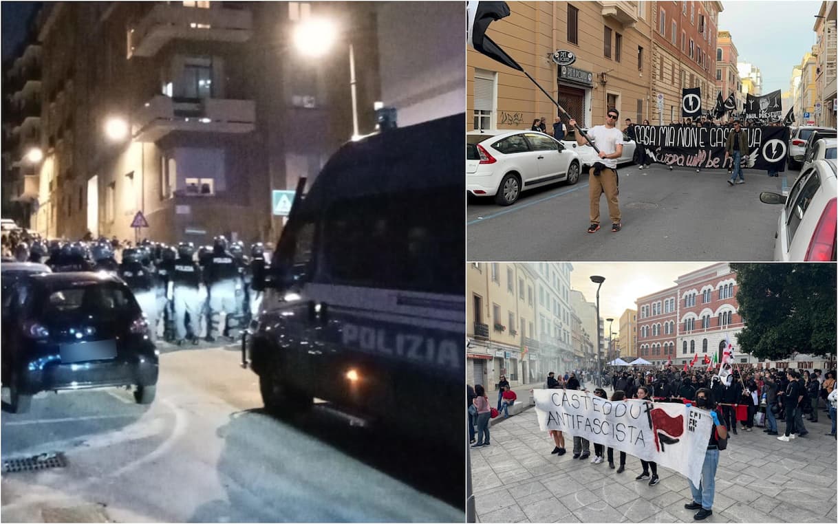 Cagliari, scontri tra polizia e manifestanti del corteo antifascista