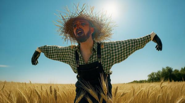 lo “spaventapasseri” Stre e gli abbracci di Napoli