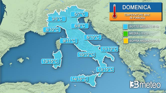 Temperature massime domenica