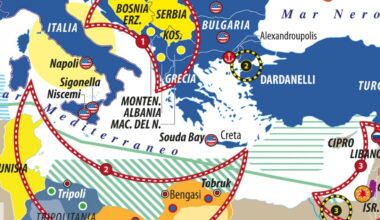 Dettaglio della carta "Dove collaborare con gli americani" di Laura Canali. Per la versione integrale, clicca qui.