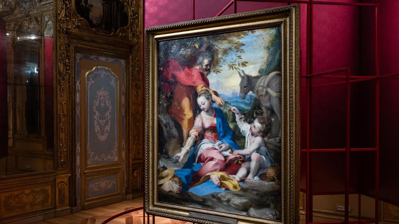 “Riposo durante la fuga in Egitto” noto anche come “Madonna delle ciliegie" di  Federico Barocci (Urbino, 1533 – 1612)