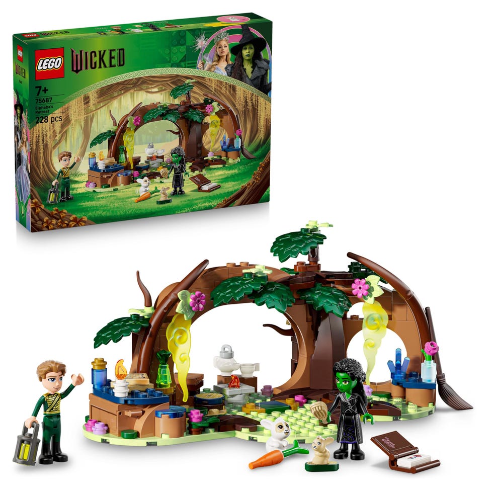 LEGO Wicked Il Rifugio di Elphaba - Casa Giocattolo nella Foresta da Costruire con 2 Mini Bamboline, 2 Animali e Accessori - Regalo per Bambine da 7 Anni in Su Fan del Film - 75687