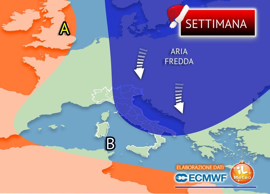 l'anticiclone saluta, tornano Pioggia e Neve su alcune regioni