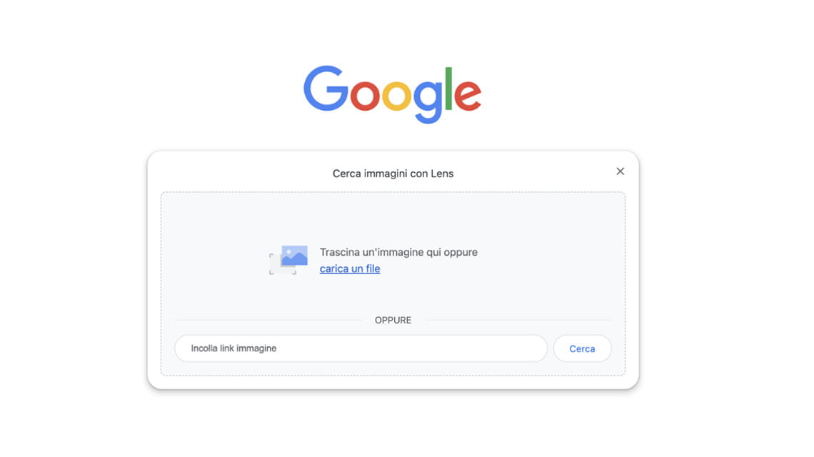 Fase 1 - Caricare il file dell'immagine su Google per fare la ricerca
