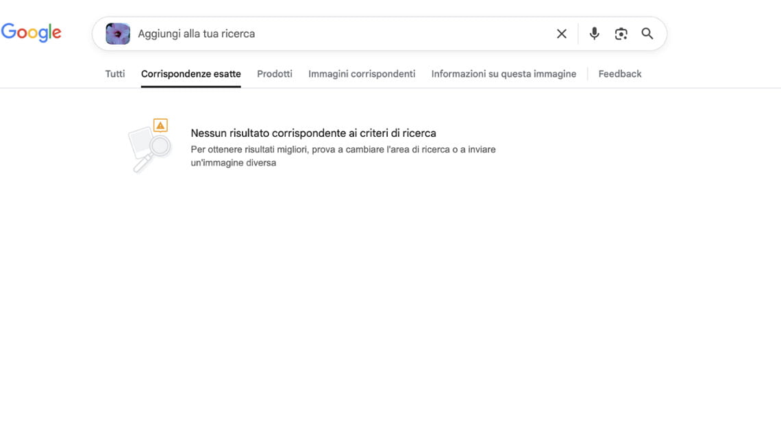 Fase 4 - Sfogliare i risultati della ricerca catalogati sotto la corrispondenza esatta