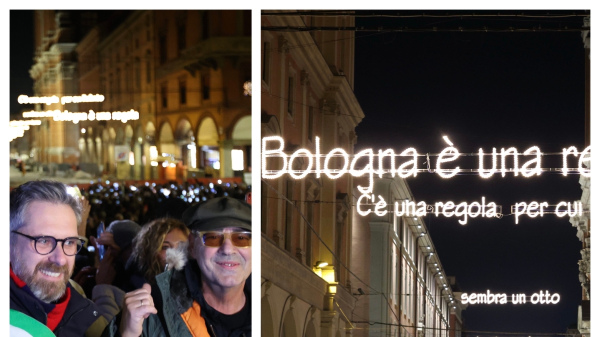 «Bologna è una regola» le luminarie con il testo di Luca Carboni in via Indipendenza: «Un onore incredibile»