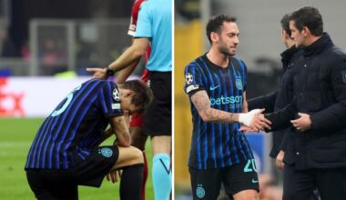 Acerbi e Calhanoglu, i tempi di recupero: per il difensore un mese di stop, il turco spera nella Supercoppa