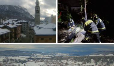 Maltempo, il Veneto nella morsa del vento e della neve: imbiancate le Dolomiti, alberi caduti e acqua alta a Venezia