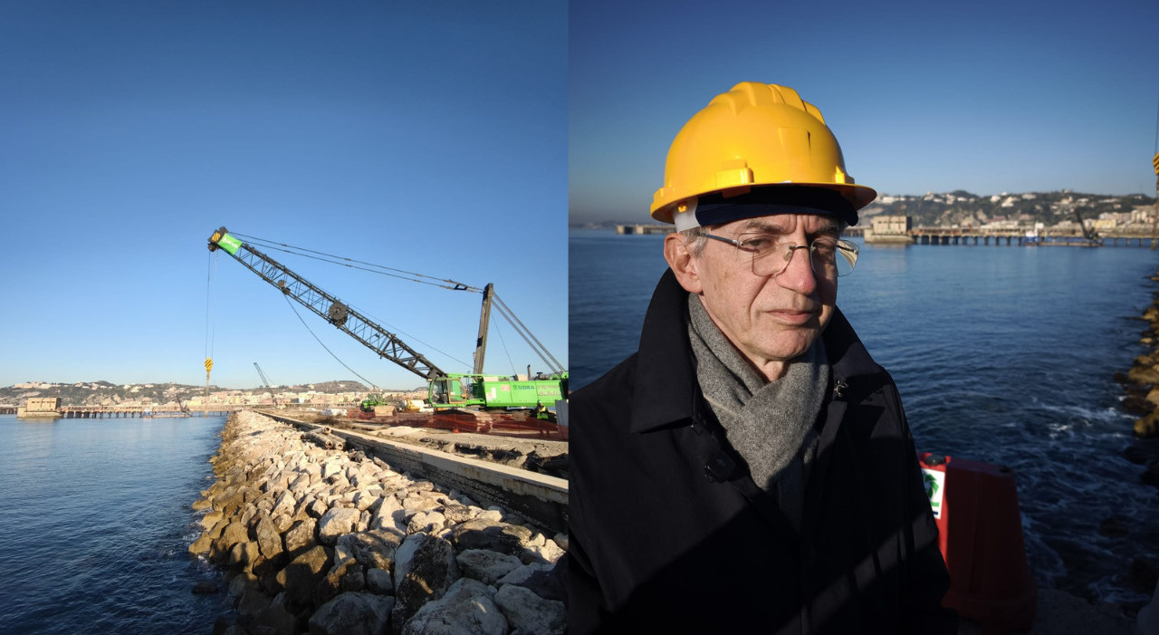 «È una giornata storica». Giù il pontile centrale dell'ex Italsider