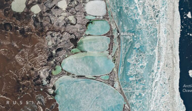 Un pupazzo di neve (lungo 22 km) catturato dalle immagini del satellite nel remoto Artico russo