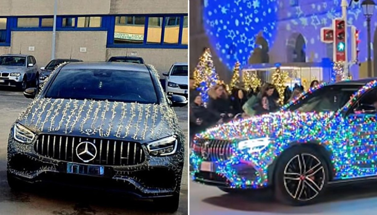 Addobba l'auto per Natale, ma la Polizia non gradisce: multato