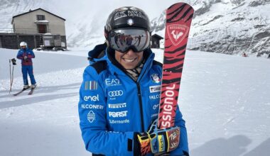 Federica Brignone si allena fra i pali a Courmayeur